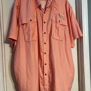 Magellan Orange Checkered Short Sleeve Men’s 4xl Shirt NWOT